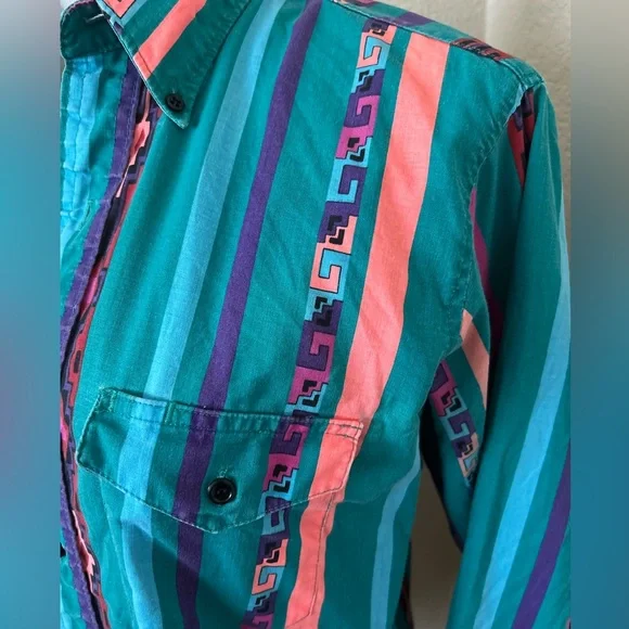 Vintage Shirt Wrangler Shirt Long Sleeve Multi Color Western Style Cotton Shirt - Picture 3 of 8